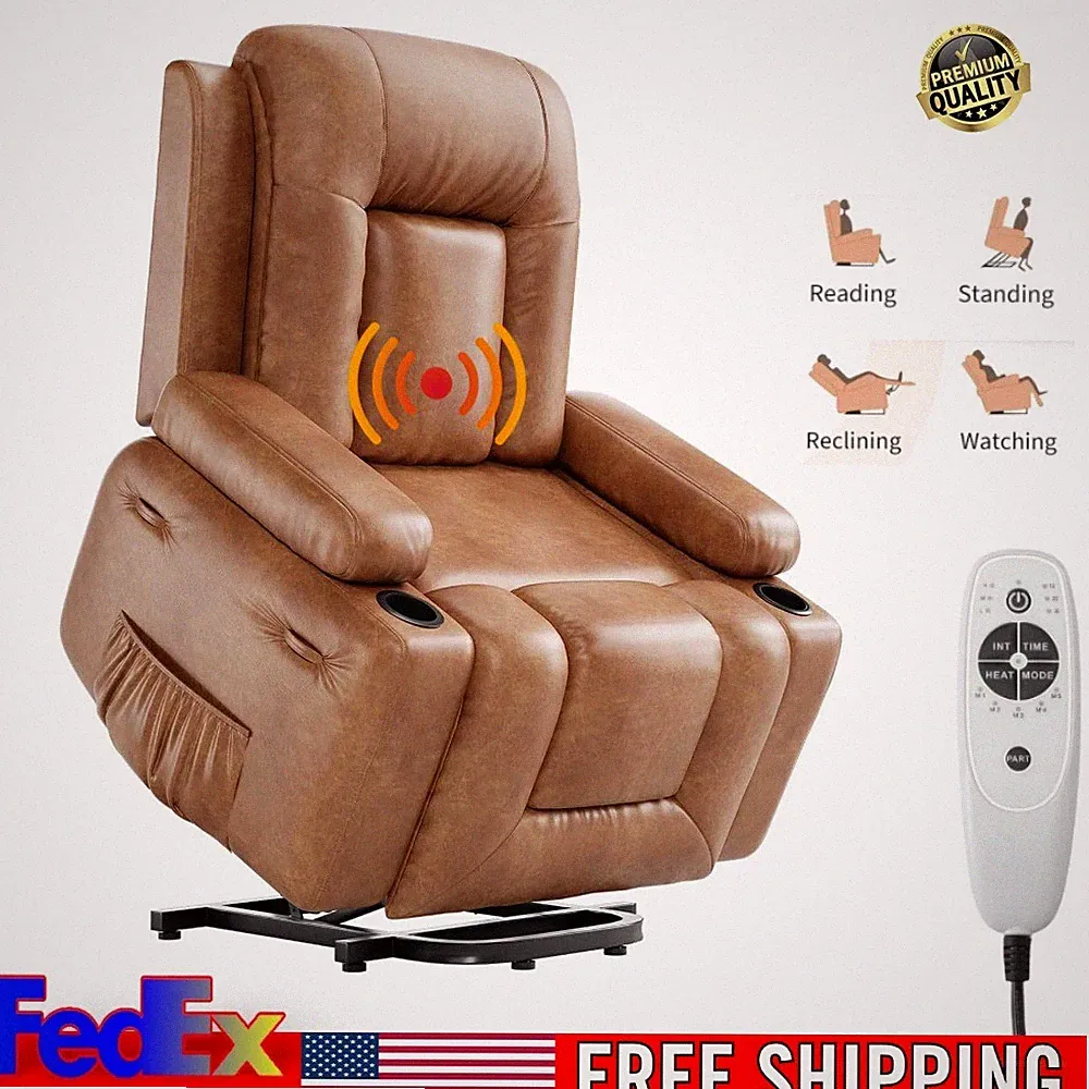 37.4'' Electric Power Lift Chair Recliner Chair Heat Massage w/ Remote Control