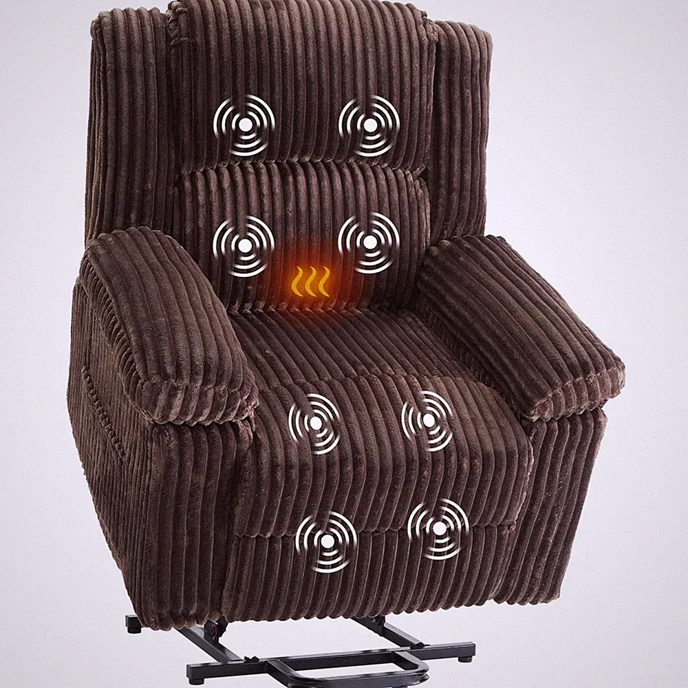 Electric Power Lift Recliner Chair Heat & Massage Lift Plush Recliner Soft Seat