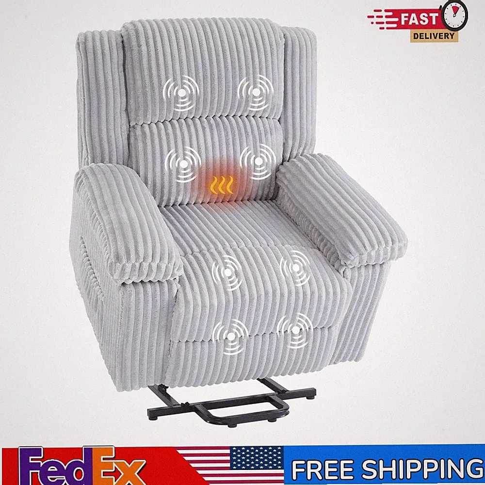 Power Lift Recliner Chair Heat Electric Lift Large Massage Recliner Soft Seat