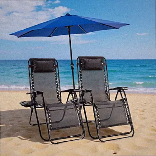 Set of 2 Portable Recliner Camping Patio Outdoor Garden Lounge Chair